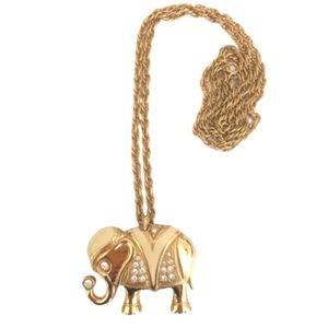 Kenneth Jay Lane Elephant Pin/Pendant With Chain